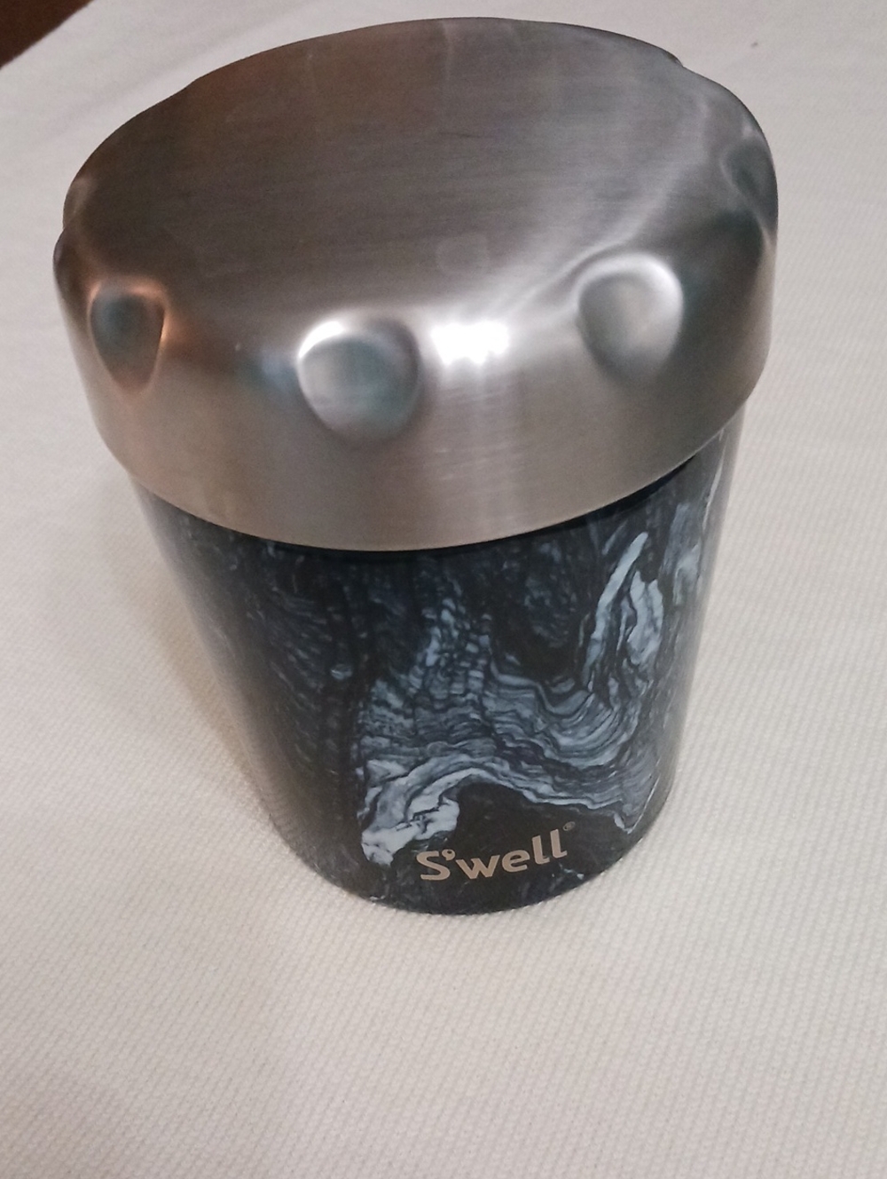 S'well BlueMarble-Pattern Insulated Food Jar with Silver Lid, Ice Cream Holder
